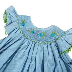 Blue Embroidered Kids Casual Dress